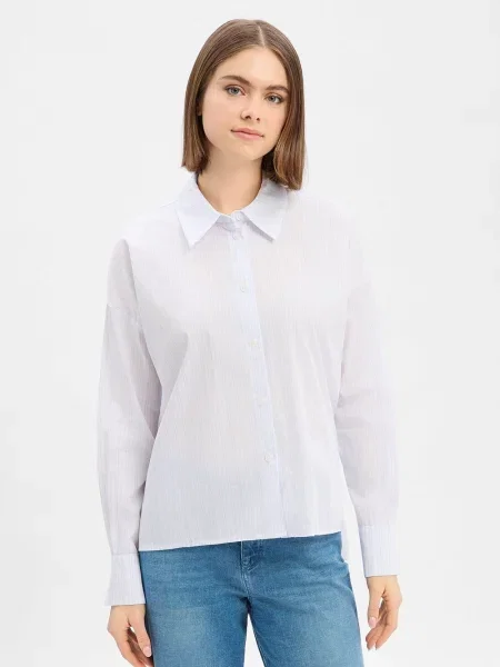 Bluzka o kroju relaxed fit z wydłużonym tyłem model CLOELIA' Drykorn biała
