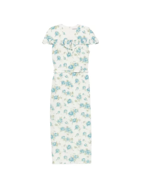 Rochie midi Alessandra Rich cu model floral cu imagine alb