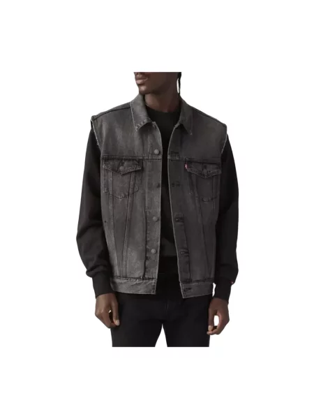Levi's bezrękawnik jeansowy RELAXED TRUCKER VEST szary przejściowy czarna