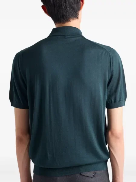 Polo Prada cu broderie de lână verde