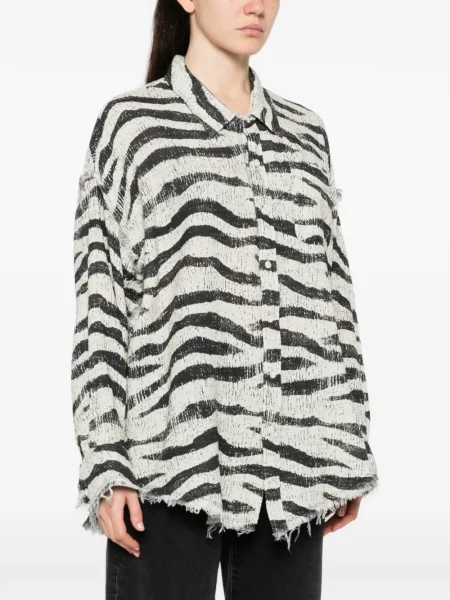 Koszula R13 z nadrukiem w zebrę biała