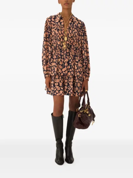 Rochie Chloé cu model floral de costum albastru