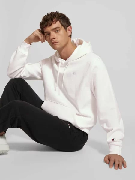 Bluza z kapturem i naszywką z logo Champion biała