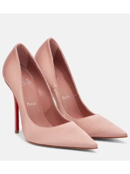 Pantofi cu toc Christian Louboutin din satin roz