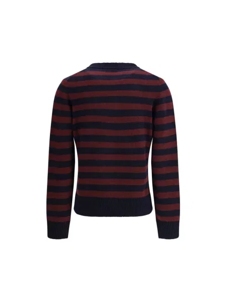 GANNI sweter z dodatkiem wełny Graphic Wool Mix Poodle Stripe lekki bordowy