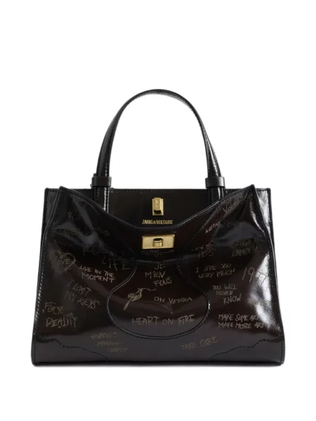 Geantă shopper Zadig&voltaire din piele de lac maro