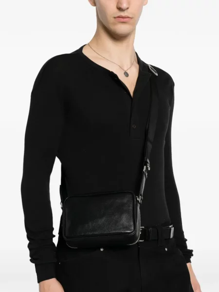 Kožna crossbody torba Gucci crna