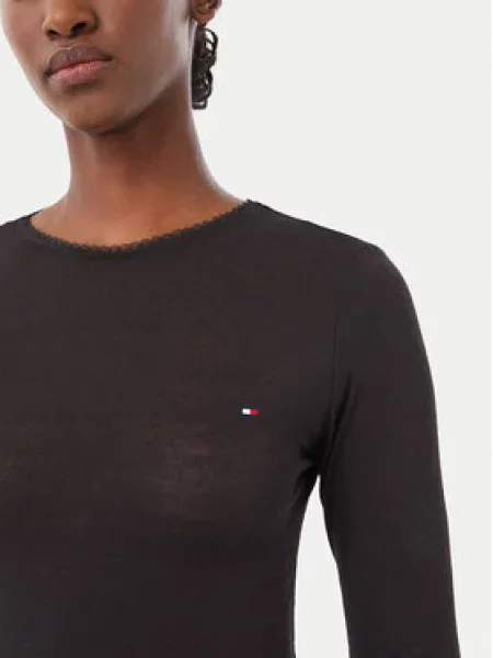 Tommy Hilfiger majica dugih rukava ženska s dodatkom kašmira crna