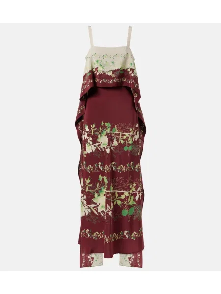 Jedwabna sukienka midi La Doublej w kwiatki do kolan