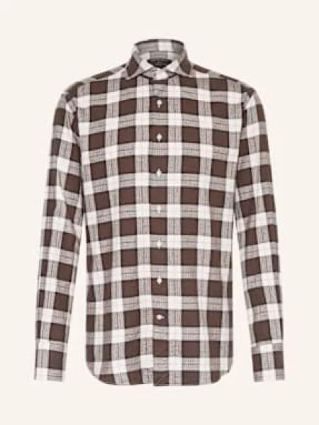 Artigiano Koszula Flanelowa Classic Fit braun beżowa