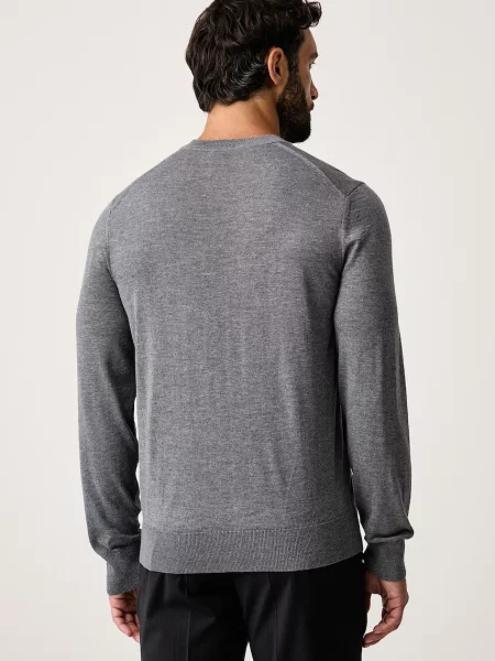BOSS Sweter Leno ciemny szary