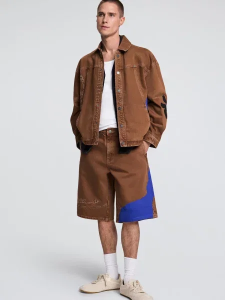 Desigual Prechodná bunda kobaltovomodrá / mokka čierna