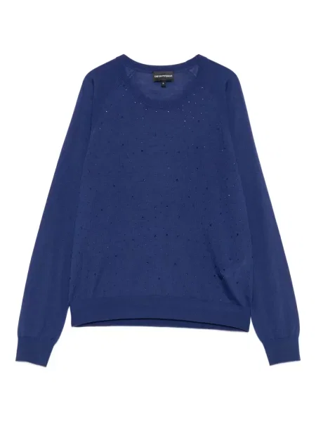Vilnonis megztinis Emporio Armani mėlyna