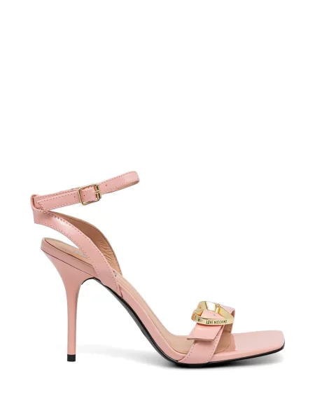 Sandale Love Moschino cu cataramă cu motiv cu inimi cu bretele roz