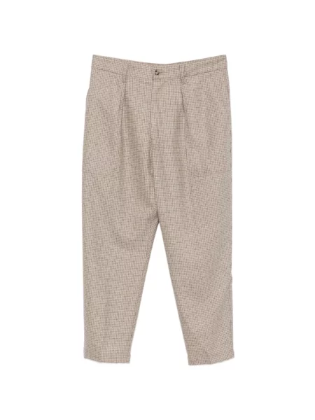 Pantaloni Eleventy în carouri maro
