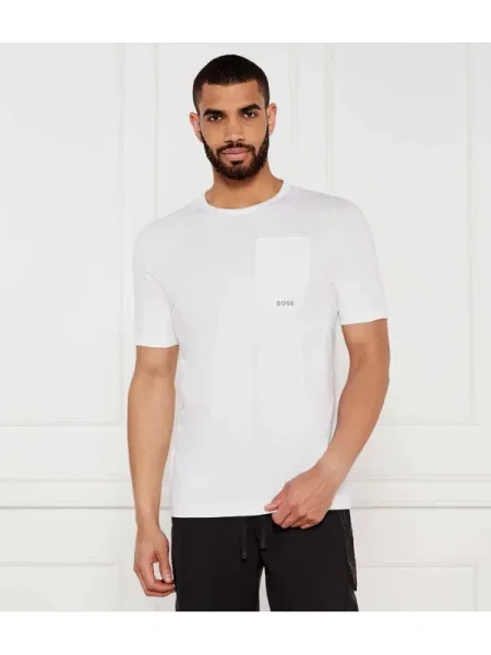 BOSS GREEN Tricou Tee Urban Tech | stretch alb