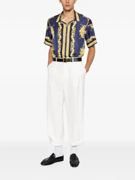 Cămașă Versace de mătase cu imagine violet
