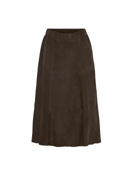 Spódnica midi Notyz zamszowa do kolan brązowa