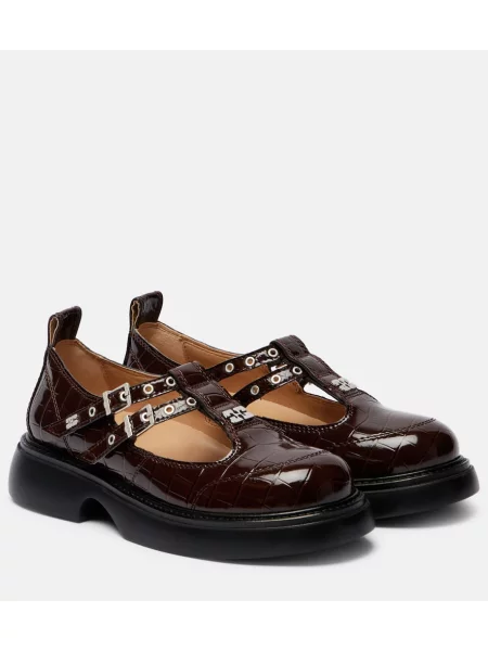 Pantofi cu toc Ganni din piele maro