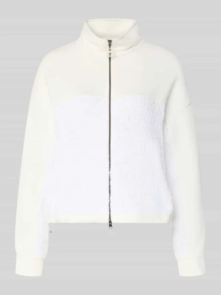 Bluza rozpinana o kroju regular fit z dzianinowym obszyciem Marc Cain biała