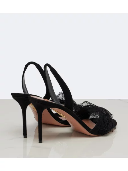 Sandale Aquazzura din piele de căprioară slingback negru