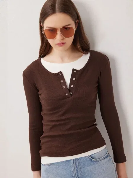 Happiness İstanbul Bluza Blusen moka smeđa