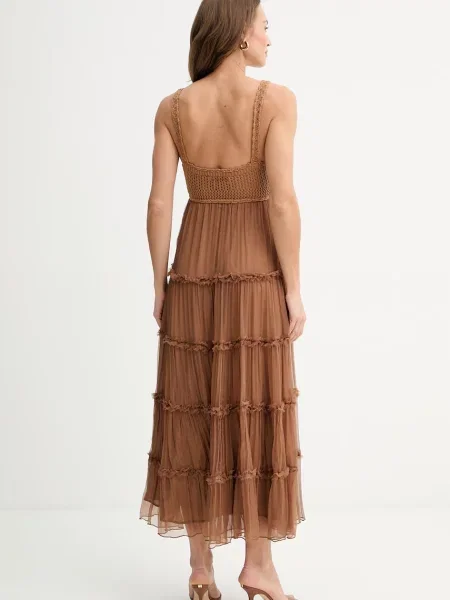 Ermanno Firenze rochie de mătase maro