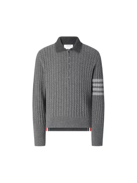 Sweter Thom Browne wełniany z okrągłym dekoltem szary
