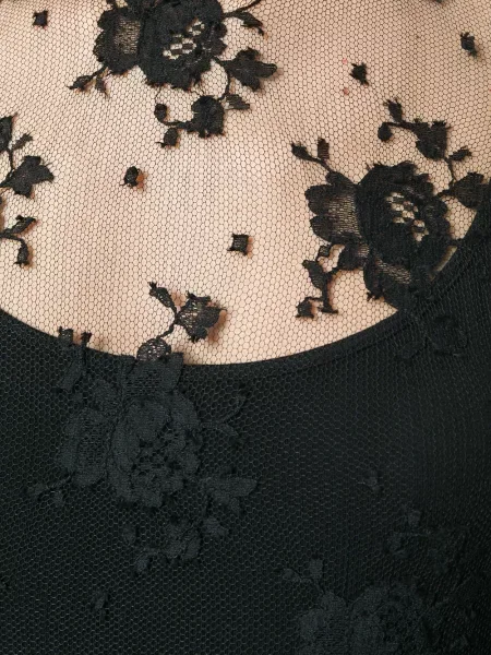 Bluză Givenchy cu model floral transparente din dantelă negru