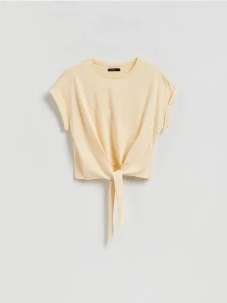 Reserved Tricou cu legare galben-deschis galben