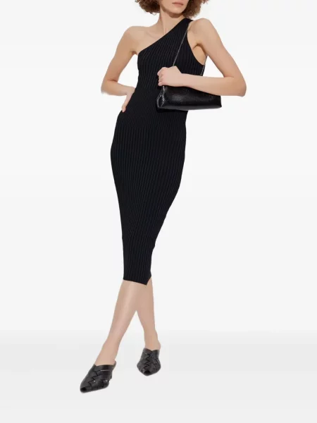 Rochie midi Iro până la genunchi cu un umăr gol de costum negru