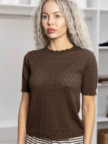 Однотонная блузка Leinle коричневая