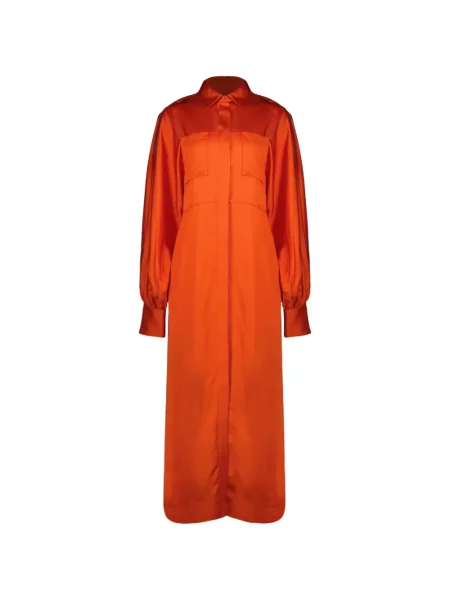 Rochie tip cămașă Iro din satin portocaliu