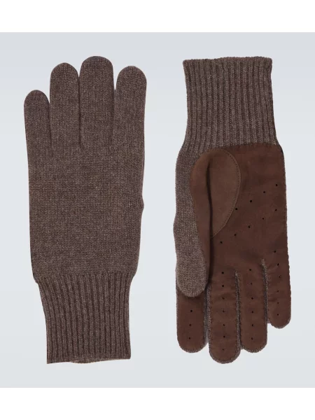 Rokavice Brunello Cucinelli iz semiša rjava