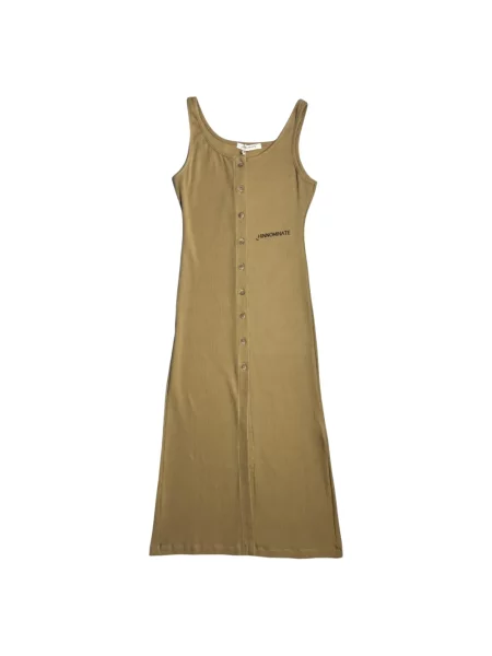 Sukienka midi Hinnominate do kolan prążkowana brązowa