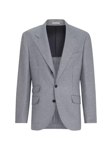 Sacou Brunello Cucinelli de mătase cu model pepito albastru