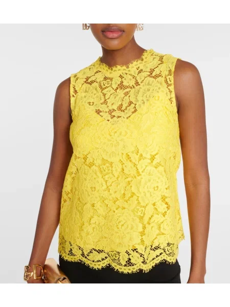 Top Dolce&gabbana cu model floral din dantelă galben