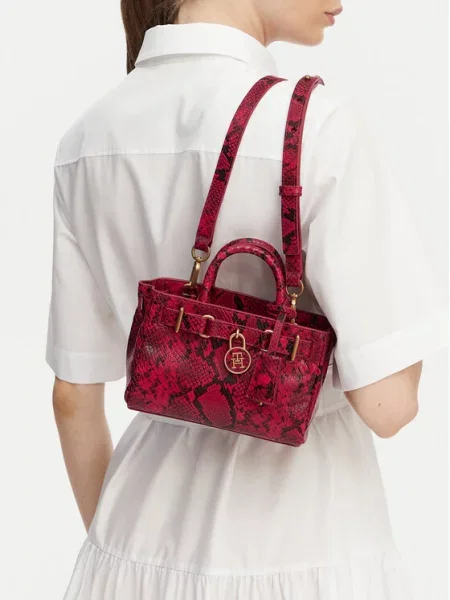 Tommy Hilfiger shopper torba usnjena rdeča