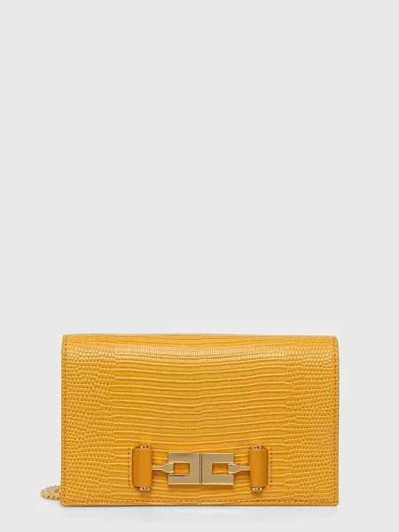 Torebka crossbody Elisabetta Franchi skórzana żółta