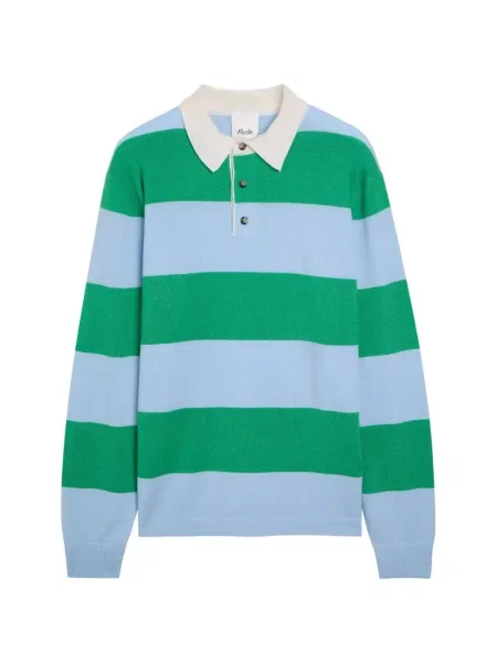 Поло тениска Allude на райета зелено