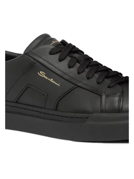 Sneakersy Santoni sznurowane skórzane czarne