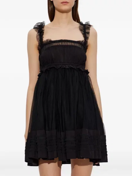 Rochie mini Allsaints cu volane din tul negru