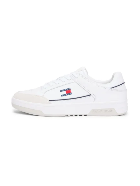 Sneakerși Tommy Jeans din piele alb