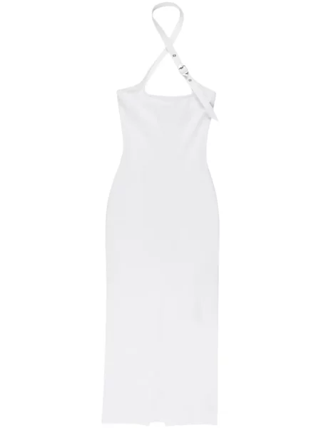 Rochie The Attico cu cataramă cu gât halter de costum alb