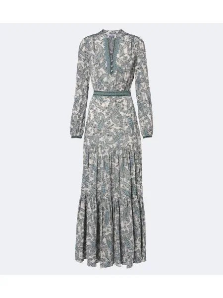 Rochie maxi Veronica Beard de mătase cu imagine albastru