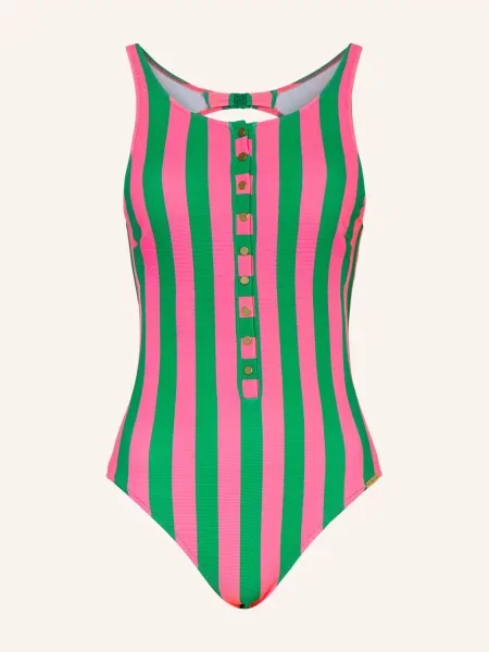 Watercult Plavky Stripe Energy S Výřezem růžová zelená