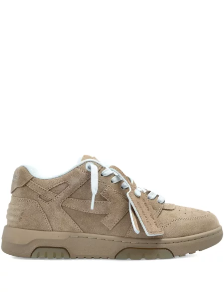 Sneakerși Off-white cu șireturi cu aplicații din dantelă alb