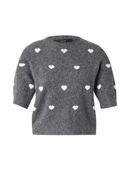 VERO MODA Pulover VMDoffy Intarsia gri închis alb