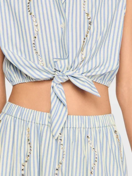 Рубашка в полоску Sandro голубая