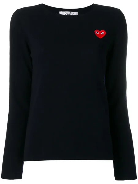 Pulover Comme Des Garcons Play cu motiv cu inimi albastru